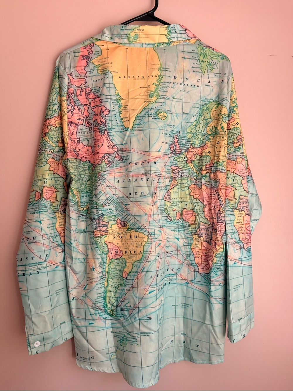 Map Print Button-Up Shirt - Picture 5 of 5